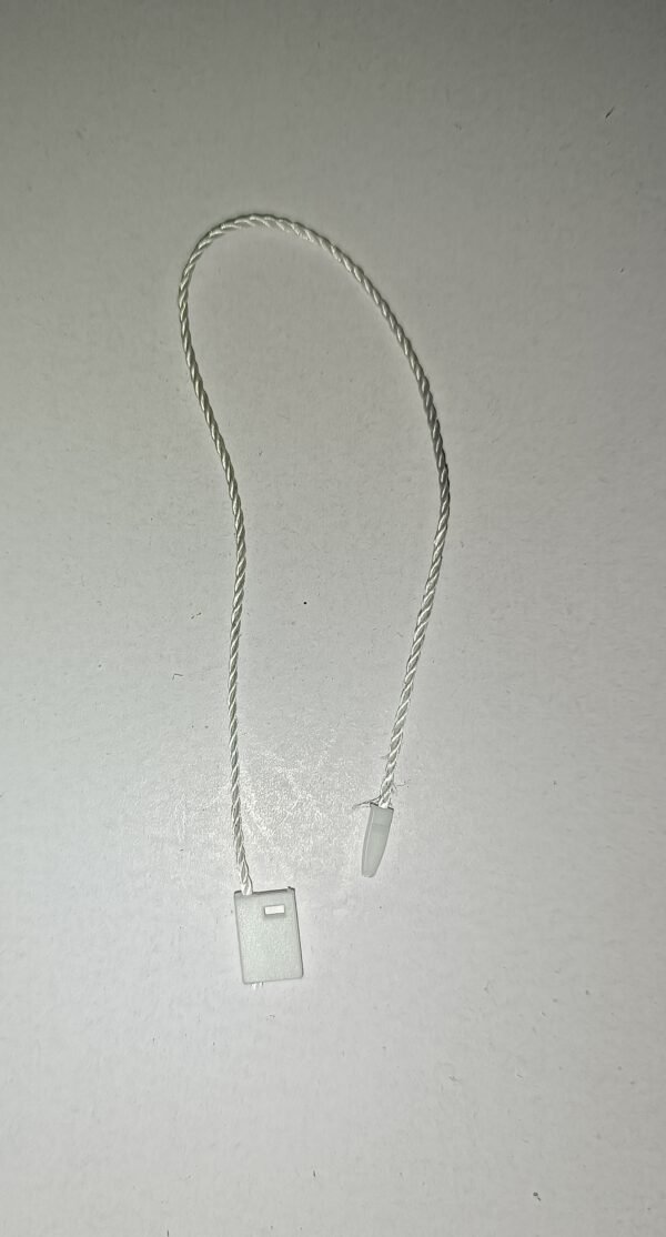Hang tag string 22 CM White twisted dori with plastic end lock