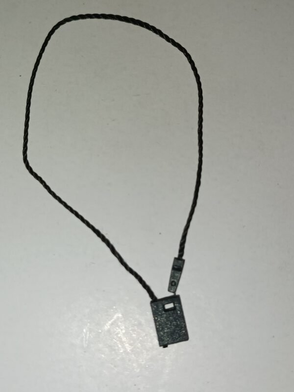 Hang tag string 20 CM black twisted dori with plastic square end lock
