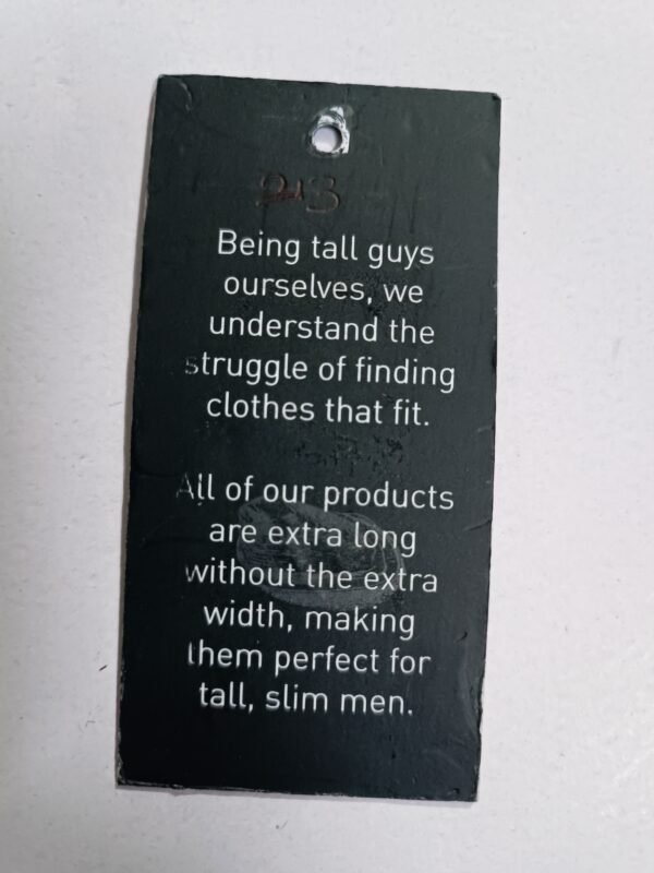 Hang Tag Matt Black for tall guy 9cm X 4.5cm - Image 2