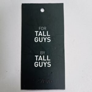 Hang Tag Matt Black for tall guy 9cm X 4.5cm