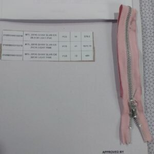 Close End Silver Zip - Pink Tape
