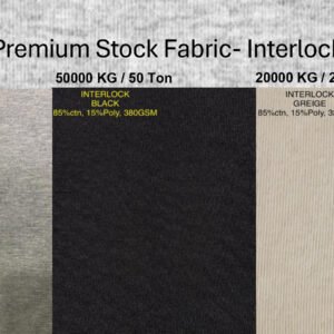 INTERLOCK FABRIC 85% COTTON 15% POLYESTER 380 GSM (BCI+GRS)